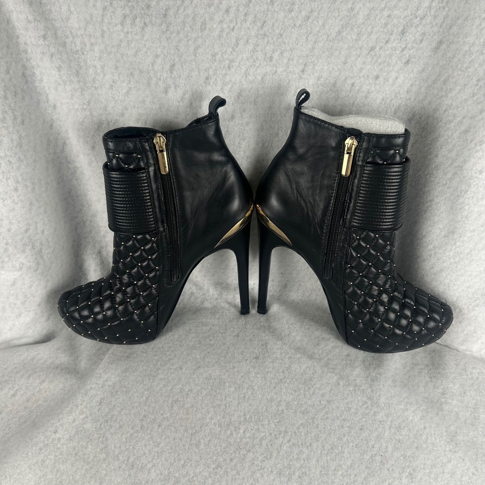 Katy Perry The Wrkit Bootie Womens 7.5 Black Quilted Leather Gold Buckle - Picture 4 of 8